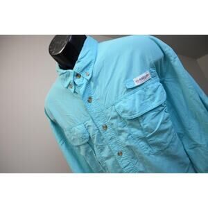 Magellan Fishing Shirt Fish Gear Wicking Vented Blue Short Sleeve Mens Size XL